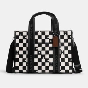 NWT Coach Smith Tote With Checkerboard Print in Black/Chalk CR101